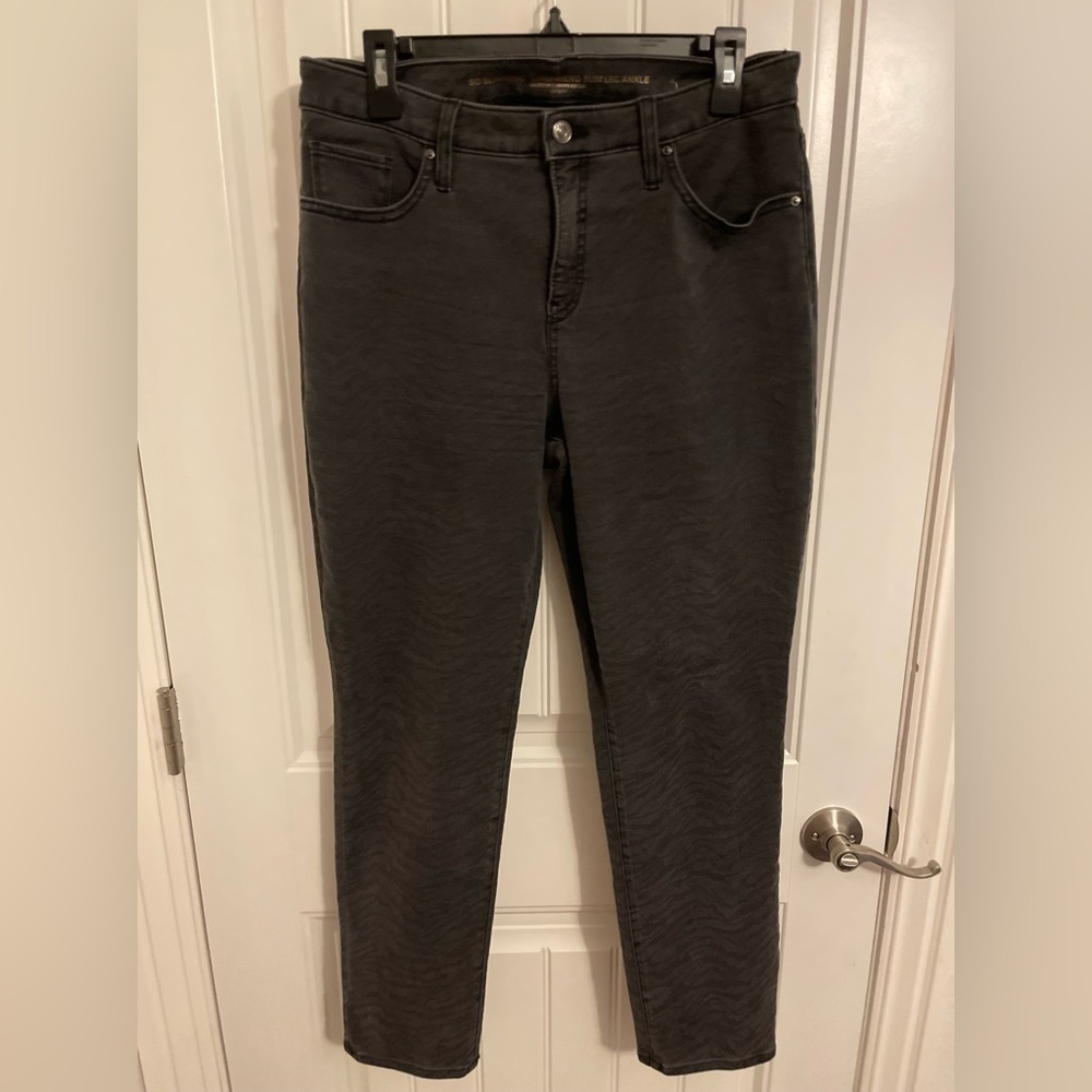 Chico's So Slimming Girlfriend Slim Leg Ankle Pants TONE ON TONE‎ CHARCOAL/BROWN
